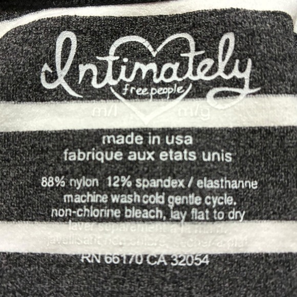 Intimately Free People Striped Tank Top Black White M/L Scoop Neck Stretch NWOT - Picture 3 of 3